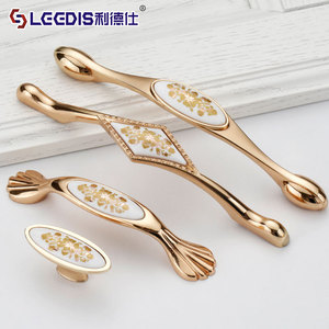 Lcedis Rose Gold Ceramic Cabinet Handles Oval European Style Zinc Alloy Furniture Hardware Drawer Door Knobs - Product Image 1