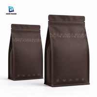Sachet d'emballage pour grains de café, 340g 16oz, thermoscellé, imprimé sur mesure, refermable, anti-odeur, anti-humidité, à fond plat