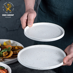 Assiettes de table en grès rugueux pour restaurant, bols à riz en céramique avec cuillère, vente en gros - Product Image 3