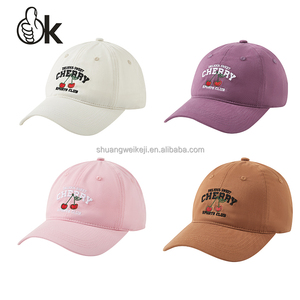 6-panel petflespet Koreaanse versie groothandel op maat geborduurde baseballpet schattige kersenletterprint voor buitenactiviteiten - Product Image 1