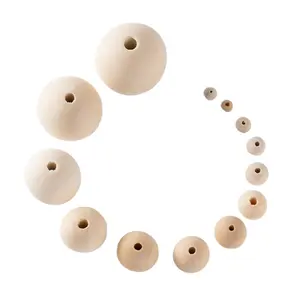 Perles boule, 100 pièces bouleau/érable/lotus en bois amical, en bois de haute qualité personnalisé/sac décoration Logo personnalisé Europe