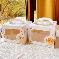 Impresión al por mayor de envases personalizados biodegradables de cartones cuadrados para tartas de cumpleaños de 4 "6" con ventanas y tableros para tartas