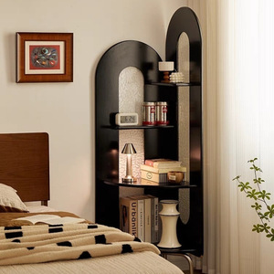 French Style Retro Corner Bookcase 4 Layers Solid Wood Space Saving Storage <b>Shelf</b> For Living Room <b>Bedroom</b> - Product Image 2