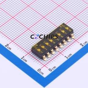 DSIC08TSGET DIP Switch SMD-16P,6x20.3mm Switch Flat Toggle, Groove Type Single Pole Single Throw 8 Gull Wing Type - Product Image 1