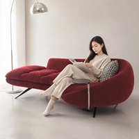 Canapé trois places de style nordique, revêtement en chenille, rembourrage en mousse haute densité, design en arc pour les petits meubles de maison