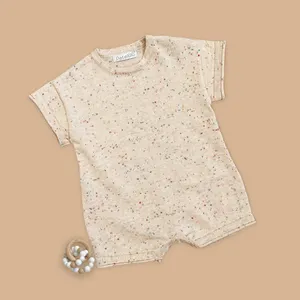 Custom Baby Knit Striped Dots Clothes Short Sleeved Thick Needle Knitted Sweater Bodysuits Toddler Clothes