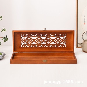 Caja de Almacenamiento de Madera Rectangular Hecha a Mano, Caja de Regalo para Pinceles de Caligrafía y Papelería - Product Image 4