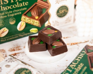Bestseller Cioccolato Fondente al Pistacchio Halal 70g Ricetta Reale di Dubai per Distributori Globali - Product Image 1