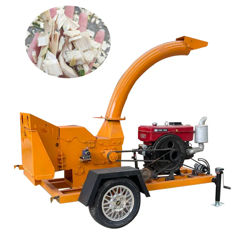Diesel Driving Force Wood Crusher Machine Most Popular Wood Chipper Cutting Equipment Small Type Straw Tree Branches Chipper