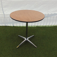 Table de cocktail ronde en bois haute à deux colonnes de 30 ''et 42'' à hauteur réglable