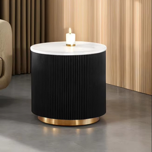 1pc Modern End <b>Console</b> <b>Table</b> <b>Marble</b> <b>Top</b> Gold Plinth Base Black White Gold Finish for Living Room Hotel Bedroom Adjustable Height - Product Image 1