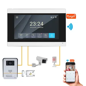 Bel pintu Video pintar berkabel logam, 7 "inci interkom bel pintu keamanan rumah set Monitor dengan app kehidupan pintar