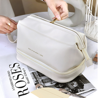 Pochette de voyage portable pour brosses, trousse de maquillage, sac de beauté en toile et cuir PU pour filles et femmes