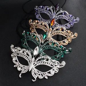 Masque de fête mariage, 44 pièces, strass en cristal, pour fête, mascarade, Mardi Gras vénitiens, avec cravate au dos en Satin