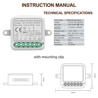 Module d'interrupteur intelligent TUYA Zigbee avec commande vocale, télécommande, variateur d'intensité, minuterie, neutre invisible, mini-interrupteur 1, 2 ou 3 voies