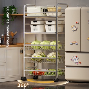 Étagère de rangement multi-niveaux pour fruits et légumes en acier inoxydable, <span class=keywords><strong>design</strong></span> minimaliste moderne, compatible <span class=keywords><strong>micro</strong></span>-<span class=keywords><strong>ondes</strong></span> - Product Image 4