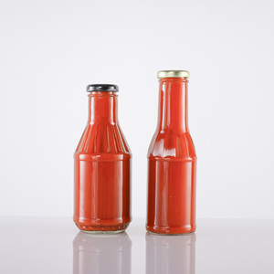 Bouteille de sauce tomate en verre cannelé, 12oz, 16oz, 375ml, 500ml, pour salade, Mayonnaise avec couvercle en métal - Product Image 1