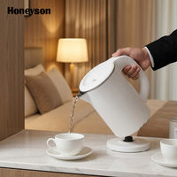 Bouilloire électrique portable sans fil à double paroi de 0,8 L en acier inoxydable avec chauffe-eau et théière pour la maison ou l'hôtel