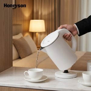 Hervidor eléctrico de doble pared portátil inalámbrico de 0,8 L, hervidor de agua de acero inoxidable y tetera para calentar para uso doméstico o hotelero - Product Image 1