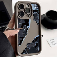 Coque de téléphone portable antichoc en TPU avec motif visage créatif et design d'objectif en forme d'échelle pour iPhone X, XR, XS, 11, 12, 13, 14, 15, 16, 17, 18 Pro Max