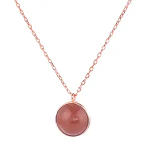 Natural gemstone necklace healing 925 silver cherry blossom agate necklace pendant