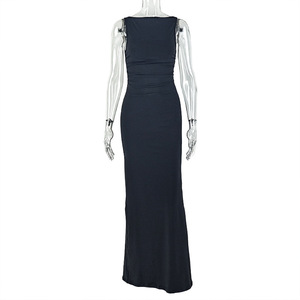 Vestido <span class=keywords><strong>de</strong></span> noche entallado <span class=keywords><strong>de</strong></span> color liso sin mangas y cuello alto para <span class=keywords><strong>mujer</strong></span> - Product Image 6