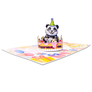 Carte pop-up 3D DIY d'anniversaire Panda, impression offset sur papier artistique, Viet-craft, avec enveloppe, design ferme, thème Amour Joyeux Noël - Product Image 3
