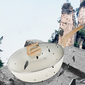 Sartenes de Chef saludables no tóxicas sin PFAS, sartén <span class=keywords><strong>Wok</strong></span> compatible con inducción con mango resistente al calor, sartén de cerámica antiadherente - Product Image 6
