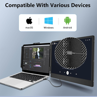 Écran d'extension 14 pouces 1080P HD Triple Monitor pour Windows Mac Surface Android/Switch Laptop Plug Play LCD Backlit Type C
