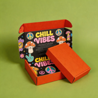 Boîtes d'expédition en carton ondulé recyclables imprimées sur mesure avec impression quadricolore, design Groovy Vibe pour l'emballage de vêtements et de produits de style de vie