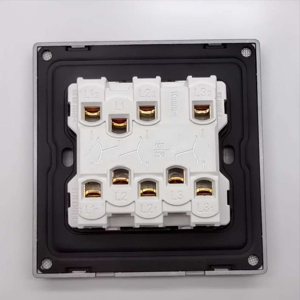 VNX Electrical Switches and Sockets Manufacturer Hot Selling Grey Gold British Standard 3 Gang 2 Way Modern Light Wall Switches