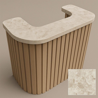 Comptoir de réception de spa rose beige personnalisé, bureau d'accueil de salon de beauté, design minimaliste, bureaux de réception de salon de coiffure avec éclairage LED