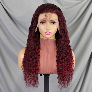 200% Human Hair <b>Wigs</b> #99J Water Wave <b>Lace</b> Front <b>Wigs</b> Long 13x4 Transparent <b>Lace</b> Frontal Hair <b>Wig</b> - Product Image 5