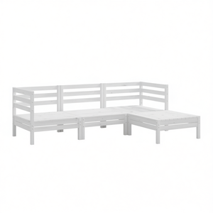 Ensemble de salon de jardin modulaire en pin massif blanc, mobilier d'extérieur confortable pour les espaces de jardin - Product Image 1