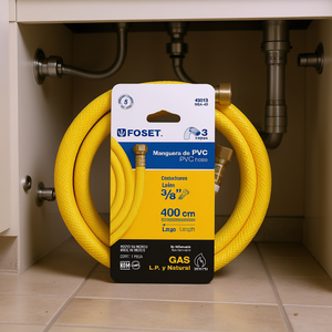 Manguera Flexible para Gas Foset MGA-40 Amarilla de 3/8 pulg. 4 M con Conexión para Plomería de Cocina - Product Image 2