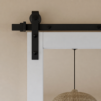 Porte coulissante miroir Wekis en verre et acier, panneau blanc apprêté pré-percé avec kit de quincaillerie pour projet de placard ou salle de bain