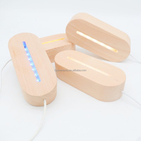 Vente chaude Petite Lampe LED RVB Base en Bois Conception Ovale Chaud 7 Options de Couleur Alimentation USB pour Chambre Salon Décoration