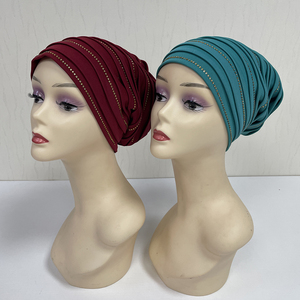 MH-1165 <span class=keywords><strong>2023</strong></span> femmes musulman Turban casquette 3D brodé coton Bonnet cristal accessoires élégant à la mode pour plage fête - Product Image 2