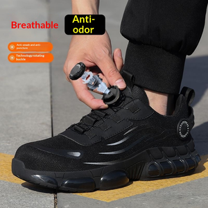Botas de Trabajo de Seguridad con Puntera de Acero, Ligeras, Antideslizantes, Resistentes a Pinchazos, con Botones Inteligentes, Cómodas, Negras, para Pedidos al por Mayor - Product Image 4