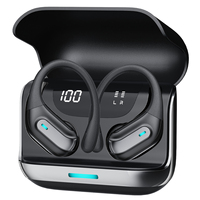 Écouteurs sans fil Huien Casque Bluetooth V5.3 Écouteurs de sport arrière avec affichage LED Bourgeons semi-intra-auriculaires