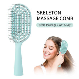 Peigne électrique à coussin d'air en maille ajourée, type macaron, pour un massage capillaire en profondeur, volumisant et lissant, avec grande brosse de coiffage incurvée en PP - Product Image 2