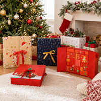 Échantillon gratuit, boîte-cadeau de calendrier de l'avent de Noël en carton de 1400 g avec logo personnalisé, emballage pliable magnétique