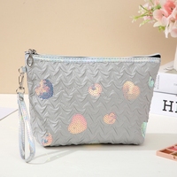 Haute qualité PVC cosmétiques fermeture éclair sac de rangement grande capacité pochette de maquillage étanche avec paillettes fille amour Solution de stockage