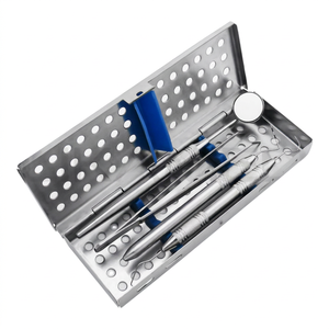 Kit de Examen Dental en Caja de Acero Inoxidable, Kit para Estudiantes de Odontología, Certificado CE Clase II, 12 Posiciones de Mandíbula, Gran Venta - Product Image 1