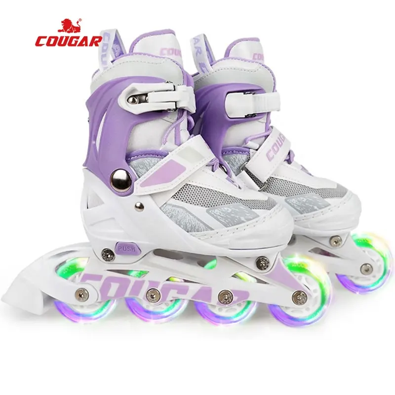 Wholesale Retractable Skating Shoes Cougar 4 Wheels Flashing Roller For Kids Boys Girls