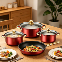 Juego de Ollas FLEY de 12 Piezas de Acero Inoxidable para el Hogar, Ollas Duraderas para Cocinar, Productos Clásicos de Cocina con Acabado Espejo