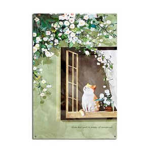 Panneau mural en métal « Bienvenue à la Maison » avec motif floral rose, style shabby chic, pour porche, entrée, remise de diplôme, Nouvel An chinois, Fête des Pères - Product Image 3