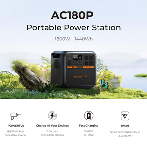 Station d'alimentation Bluetti AC180P 1800W, énergie renouvelable portable, alimentation de secours mobile, stockage d'énergie - Product Image 2