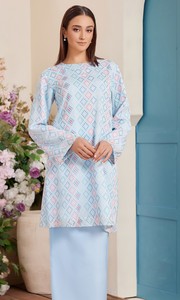 Sipo ชุดผ้าไหมโพลี2ชิ้นสำหรับผู้หญิงเสื้อผ้าอิสลามมุสลิมเสื้อยืดเข้าคู่กับกางเกงมาเลเซีย borong abaya Baju kurung - Product Image 6