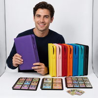 Classeur de cartes à collectionner Juvida coloré avec fermeture éclair, 4/9/12/16 poches, chargement latéral, album en PU imperméable, logo personnalisé sérigraphié